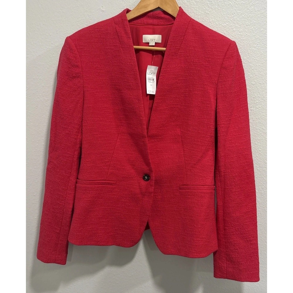 Ann Taylor Loft Red/Pink Single Button Blazer Jacket Sz 10 NWT Office Business